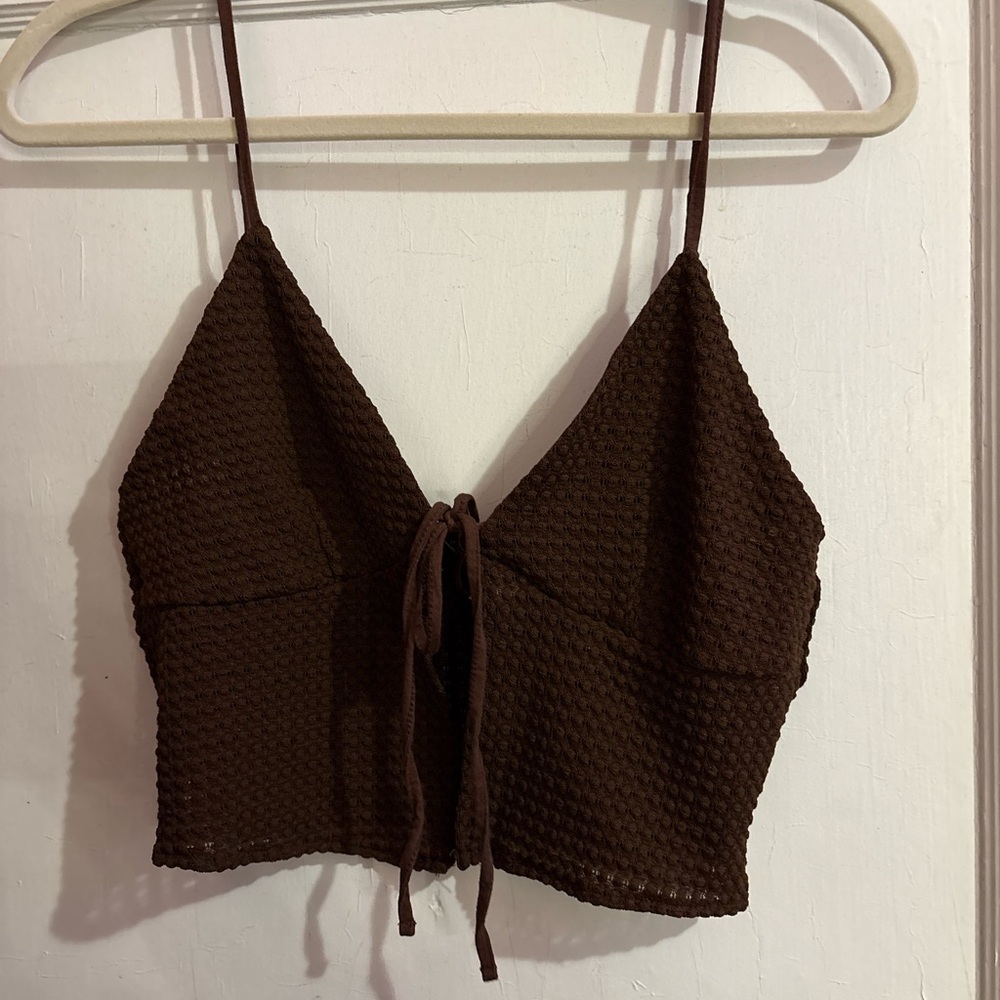 Brown tie front tank